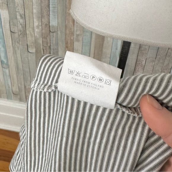 Samuji S Gray Stripe Knit Drop Shoulder 3/4 Sleeve Tunic Mini T Shirt Dress $205 - Picture 8 of 8